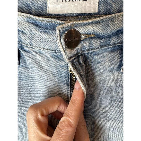 Frame Jeans Women 24 Blue Hemp Blend Bathe Chew Le High Straight‎ Chewed Hem - Picture 7 of 13